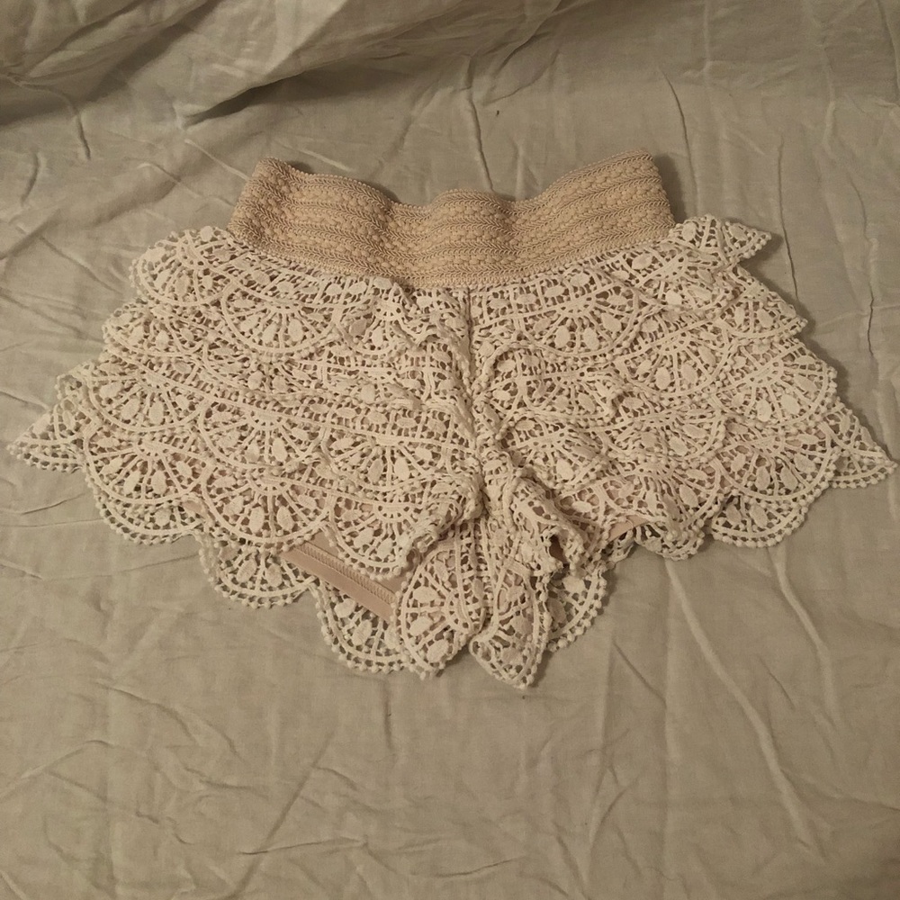 Rewind ivory and white crochet shorts. Size XS